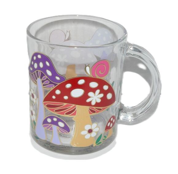 Sheffield Home Other - Whimsical Mushroom Clear Glass Mug Cup MCM Retro Nostalgia Sheffield Home